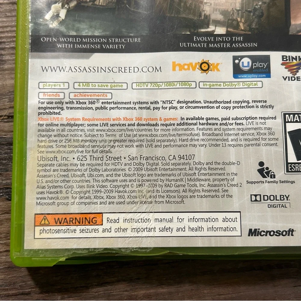 Assassin's Creed II for Xbox 360 -‎ Green Case